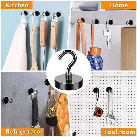 Heavy Duty Neodymium Magnetic Hooks With Tough As Nails Grip That Hangs All Your Gear Safely For Cruise Cabin Organization And Steel Bulkhead Mounting Without Drilling Black