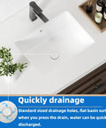 Top view of 18.3 Inch Rectangular Undermount Bathroom Sink White Ceramic Porcelain With Overflow on modern countertop