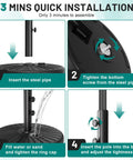 "Assembly steps for Beefed Up Heavy Duty Outdoor Umbrella Base For Market Umbrellas, 81.5 Lb Capacity Water Filled Base"