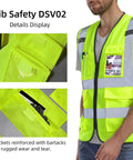 High Visibility Reflective Safety Vest For Men And Women, ANSI Class 2, Yellow with Durable Zipper and Multiple Pockets