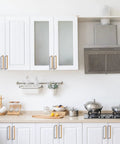 White kitchen cabinets with 10 Pack 6.3 Inch Square Cabinet Pulls In Champagne Bronze Gold Finish Sleek Zinc Alloy Kitchen Handles
