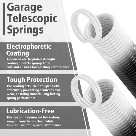 Heavy Duty Garage Door Extension Springs Kit With Three Inch Pulleys And Cables For Seven Foot Doors Double Loop Design