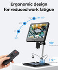 10.1 Inch LCD Digital Microscope For Coins And Soldering, 260X Magnification, Electronics Repair Camera, Coin Magnifier With Built In Lights, 12.6 Inch Adjustable Stand, 32GB Storage, 90° rotatable screen and remote