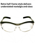 Safety Glasses With Built In Readers Plus 2.0 Diopter For Reading And Eye Protection ANSI Z87 Clear Lens Gray Frame