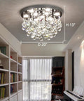 Awesome Sparkly 20 Inch Modern Round Crystal Raindrop Flush Mount Ceiling Light With Nine Dimmable Lights in living room