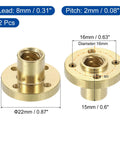 Two Pack Tr8x8 Lead Screw Brass Nut For 3D Printers And CNC Machines For DIY Builds Trapezoidal ACME Nut Replacement