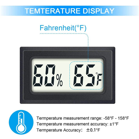 Compact Digital Thermometer And Hygrometer 2 Pack Indoor Humidity Monitor with large display showing 65°F temperature and 60% humidity
