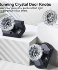 Three Pack Crystal Door Knobs With Lock Glass Privacy Knobs Matte Black Vintage Diamond Glass Door Knob Set displayed