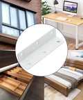Heavy Duty Stainless Steel White Corner Brackets Set Of 4 With Screws for furniture and construction projects, close-up view.