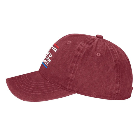 Side view of Breathable Wine Red Mens Cap With Adjustable Strap Washed Cotton Dad Hat Lightweight Anti Sweat Band