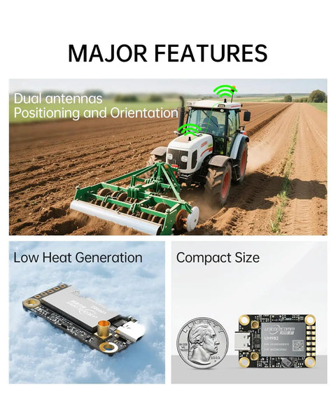 Beefy Centimeter Level RTK GNSS Module With All Constellations GPS BDS GLONASS Galileo QZSS for vehicle positioning and field surveys.
