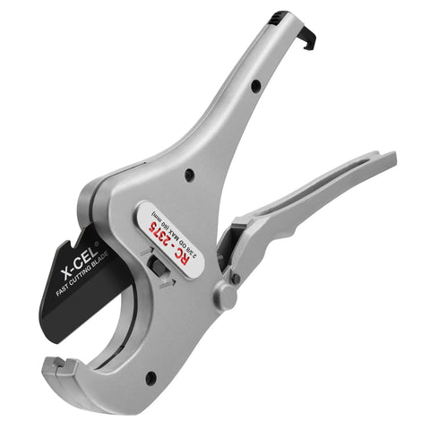 Ratcheting Pipe And Tubing Cutter For Plastic And Multilayer Tubes, 1/8 To 2-3/8 Inch OD Capacity, Aluminum Handle, Easy Ratcheting Action, Clean, Precise Cuts On PVC CPVC PEX PE Rubber Hose For Home Or Pro Use