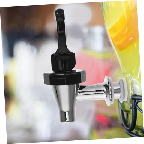 Hassle Free Universal Plastic Water Spigot And Dispenser Tap Fitting Standard Drink Coolers with black handle and shiny chrome spout.