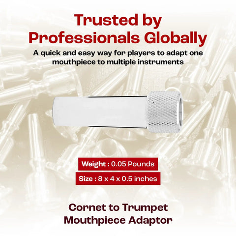 Mouthpiece Adapter For Trumpet And Cornet Silver Plated Quick Connector For Easy Mouthpiece Swaps Durable Fit For Students And Pros Smooth Transitions Without Tone Drop Reliable Brass Instrument Accessory, silver-plated 8 x 4 x 0.5 in adapter