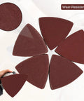 Beefy Heavy Duty Oscillating Tool Sanding Pads Kit with carbon steel backing, showing 2 triangle and fingertip pads with 100 pcs sandpaper