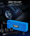 Dual Wheel Separator Tool Kit For Stuck Dually Wheels with 4-piece set and case shown in front of truck wheels