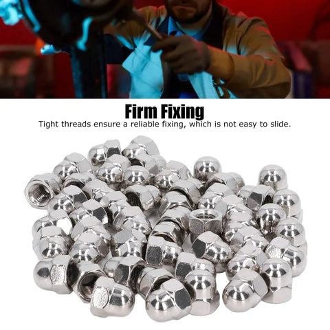 Fabater 50 Pcs A2 70 Stainless Steel Cap Nut Kit With Precise Threads For Auto Repair, Machining And Heavy Equipment Maintenance Installation Durable And Secure Fit Fastener Accessory, stainless cap nuts