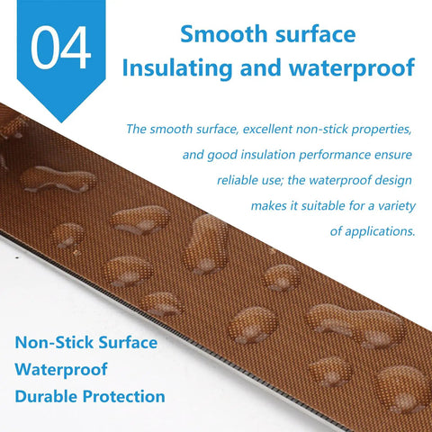 Smooth surface of Super Tough High Temp PTFE Heat Sealing Tape 30cm X 10m showcasing its non-stick and waterproof features.