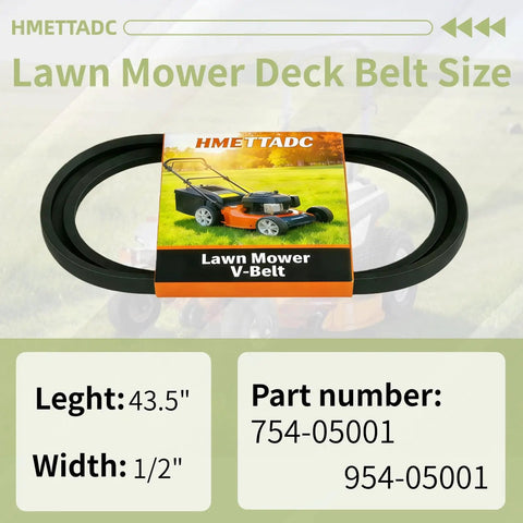 Heavy Duty Lawn Mower Drive Belt One Half Inch By Forty Three Point Five Inch Fits Cub Cadet MTD Troy Bilt CC30 CC30H TB30 TB30R And Craftsman R Series Two Pack Replaces 75405001 And 95405001 package