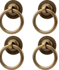 4 Pack Solid Antique Brass Cabinet Ring Pulls Set For Drawers And Cabinets 2 Inch Length 50mm Ring Diameter 40mm Vintage Style Hardware
