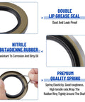 Racewill boat trailer axle bearing kit with nitrile rubber double-lip seal and 2.72 in dust caps; premium spring
