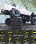 4x4 RC Rock Crawler Truck With Beefed Up Chassis And Twin Cab Hard Body on tire stacks, showcasing adjustable shocks and off-road capability
