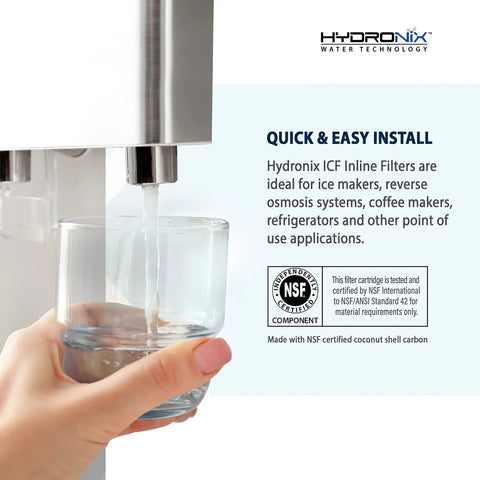Snap On Your Fridge Or Ice Maker With This Inline Post Activated Carbon Water Filter Cartridge That Brews Crisp Clear Drinking Water For Rv Campers And Sink Faucets Via One Quarter Inch Npt Hookup In A Rock Solid Three Pack Bundle - Water filling a glass from a filter.