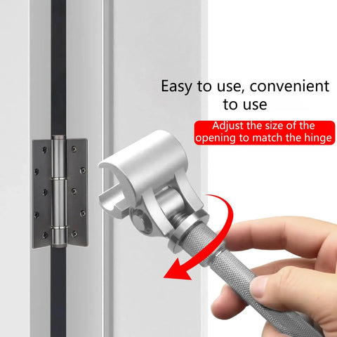 No Drill No Mess Adjustable Hinge Fixer For Door Gap Reduction Quick Door Alignment In Seconds shown adjusting door hinge