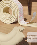 W-Shape Furniture Edge Corner Protector Self Adhesive Soft Rubber Foam Bumper Guard Beige 10 Pack shown as rolled strip