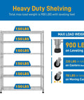 Heavy Duty Wire Shelving Unit 82 Inches Tall Featuring Adjustable Steel Racks That Split Into Independent Multi Tier Storage Organizers No Sweat Assembly For Garage Or Basement with weight capacity details.