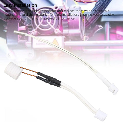Ender 3 V3 KE Ceramic Heater Thermistor Kit 24V 60W With Thermosensitive Wire, heater and thermistor with connector