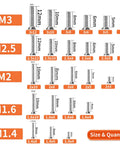 Beefy 960 Piece Laptop Screws Set In 304 Stainless Steel Flat Head Countersunk Machine Screws For SSD Drives M1.4 M1.6 M2 M2.5 M3 Full Thread