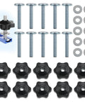Ten Pack 1/4-20 T Track Knob Kit With Bolts And Gasket For Woodworking Jigs And Fixtures, T Track Accessories, 1-1/2 Inch Length