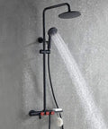 CUTPOIY Shower Set, Wall Bathroom Shower Mixers, Black Golden Brass Rainfall Concealed Shower System Embedded Box Mixer Valve, 10 Inch-A with overhead and handheld shower spray.