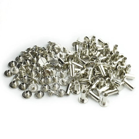 Killer Chicago Screw Kit 60 Pack 1/2 Inch Silver Nickel Coated Tough As Nails Rivet Studs for leathercraft and DIY arts.