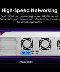 8 Bay Rackmount Nas Powerhouse Featuring Amd Ryzen Embedded V1500b Processor For Rock Solid Multitasking And Blazing Fast Cross Device File Sharing With Dual 2 5 Gbe Networking And Pcie Slots, showing dual 2.5GbE ports and fans.