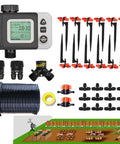 Irrigation Kit Automatic Watering System With Timer 64Ft One Quarter Inch Tubing 12 Rain Spray Watering Nozzles 4 Direction Fog Sprinklers