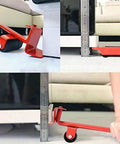 Heavy Duty Furniture Lifter With Non Slip Pads And Four Smooth Rollers For Effortless Moving in use under furniture