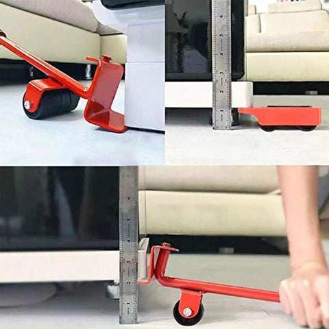 Heavy Duty Furniture Lifter With Non Slip Pads And Four Smooth Rollers For Effortless Moving in use under furniture