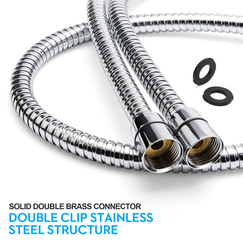 Extra Long 79 Inch Stainless Steel Shower Hose With Brass Insert And Nut, Chrome Finish Flexible Handheld Hose Detail