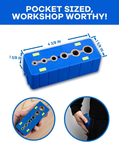 Drill Block Guide For Straight Holes Hands On Precision Alignment Tool with V-groove, ABS body, and size dimensions displayed.
