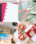 1/4 Inch Circle Hole Punch Handheld Paper Punch With Grip Handle for crafts and scrapbooking, showing use on projects and gifts