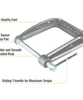Image of Heavy Duty Steel C Clamp 3 Inch by 4.5 Inch for Woodworking and Home Projects Smooth Swivel Adjustment Ergonomic Grip High Friction Frame Your Go To Clamp for Tight Holds in Garage or Shop showcasing flexible threaded rods and clamp pad