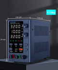 Pro Grade Bench Power Supply with Variable Output from 0 to 32 Volts and 0 to 10 Amps, Memory Presets, and Precision Encoder Dial.
