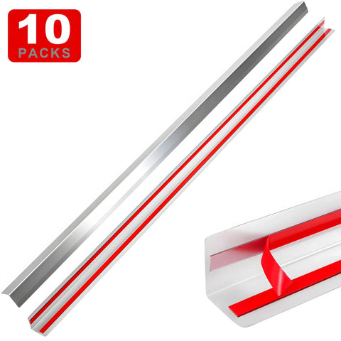 Heavy Duty T304 Stainless Steel Wall Corner Guards, 2 X 2 Inch 48 Inch Long, 10 Pack, sleek metal finish with red accents.