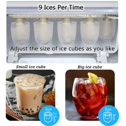 Portable Countertop Ice Maker Dishing Out Bullet Ice Keeps Your Squad Cool By Producing 40 Pounds Daily In Jiffy offers different ice cube sizes.