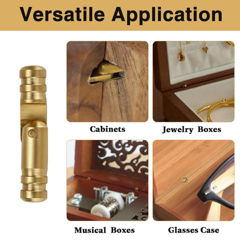 Brass Barrel Hinges 270 Degree Concealed 4 X 20 Mm Pack Of 20 Or 30 shown in wooden cabinet and jewelry box examples