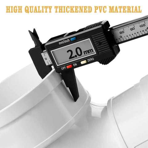 Measuring 2.0mm thickness of Top Shelf 2 Pack Chicken Feeder Set With Smart No Waste Gravity Design durable white PVC material.