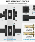 Diagram of Matte Black Heavy Duty Door Handle Set With Reversible Square Lever For Bedroom Bathroom And Hallways Deadbolt