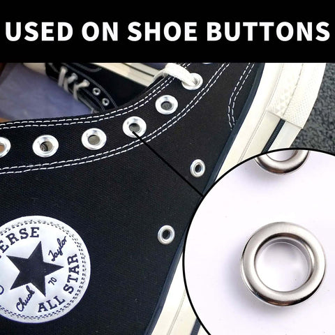 Shoe with 200 Sets Metal Grommets Eyelets With Washers And Storage Box In Gold And Silver Includes 1/4 Inch for fabric and leather crafts